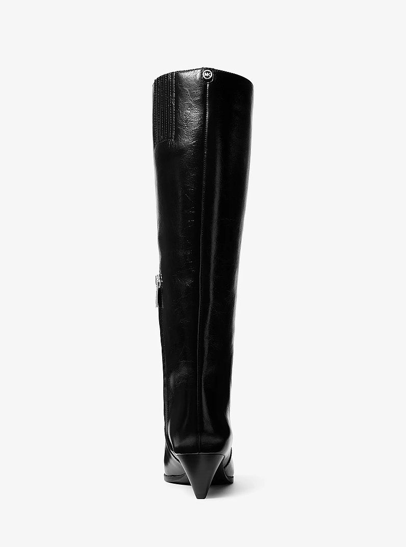 Jayla Crinkled Leather Boot in BLACK | Michael Kors