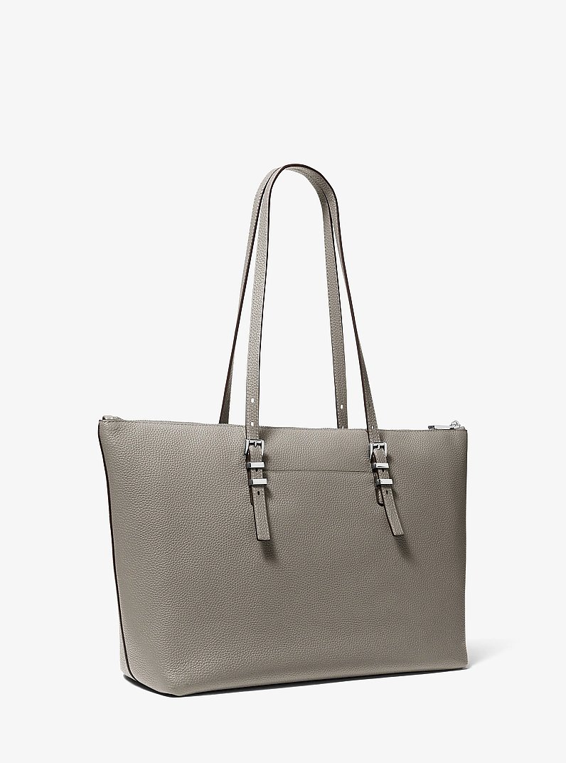 Quinn Large Pebbled Leather Tote Bag in HEATHER GREY | Michael Kors