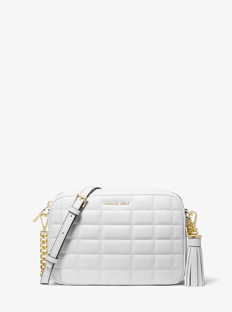 Jet Set Medium Quilted Leather Crossbody Bag in OPTIC WHITE | Michael Kors