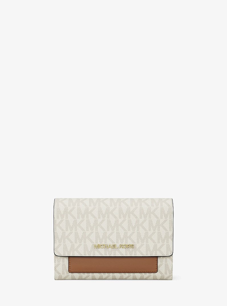Jet Set Medium Signature Logo 2-in-1 Wallet in VANILLA | Michael Kors