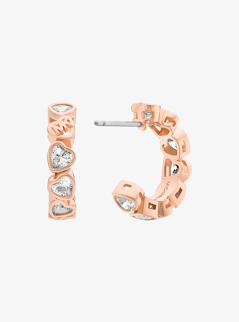 Cubic Zirconia Hearts Hoop Earrings in ROSE GOLD | Michael Kors
