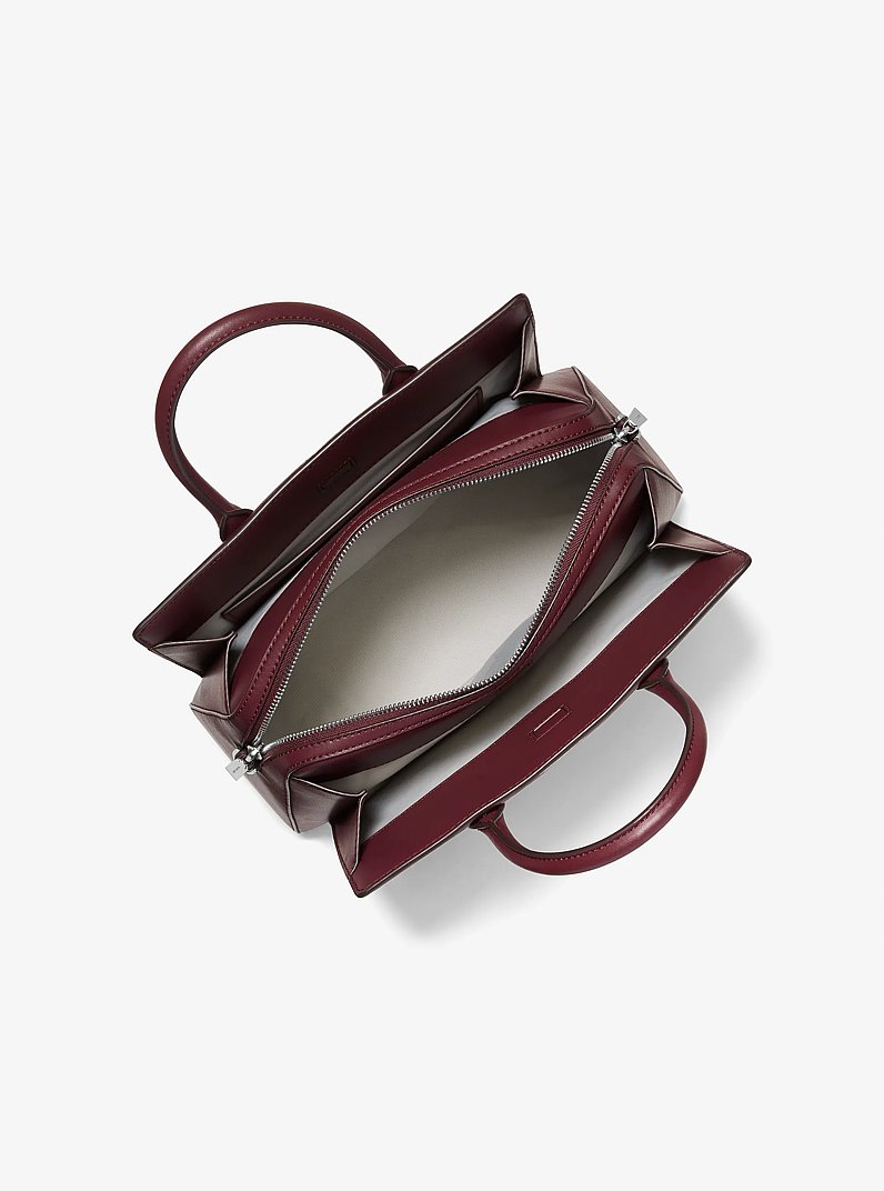 Laila Medium Metallic Signature Logo Satchel