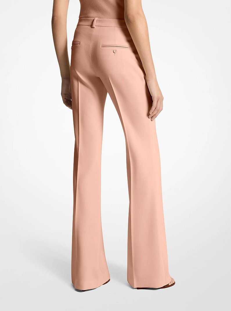 Haylee Stretch Pebble Crepe Flared Trousers in PEACH | Michael Kors