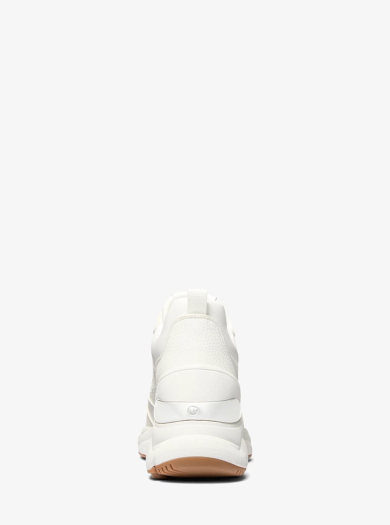 Katrina Sequined Mixed-Media Trainer in BRIGHT WHT | Michael Kors