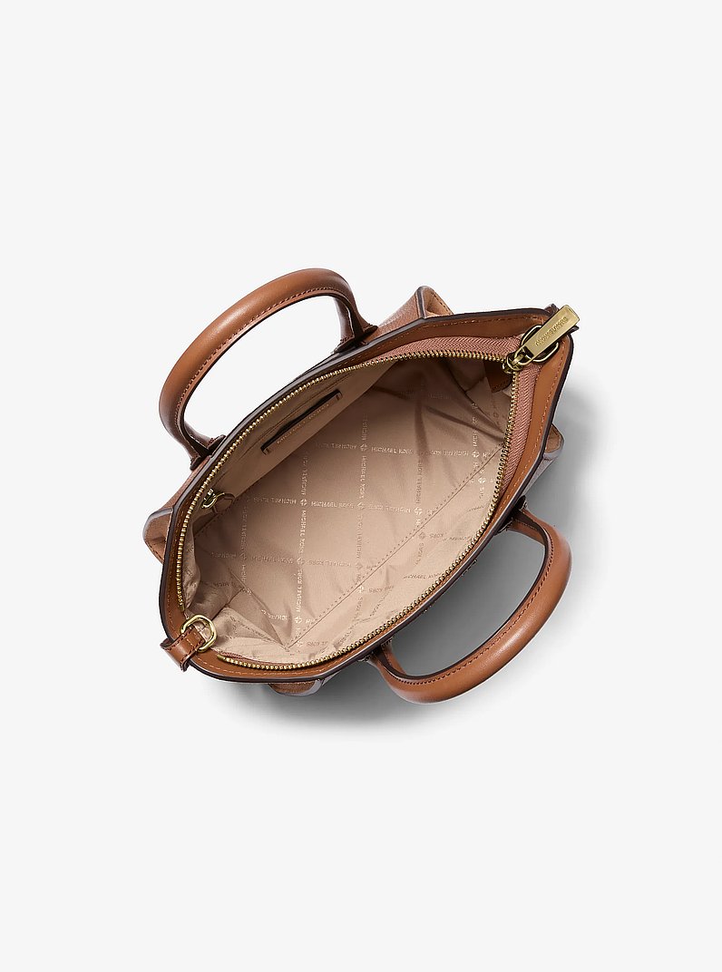 Avril Small Pebbled Leather Satchel in LUGGAGE | Michael Kors