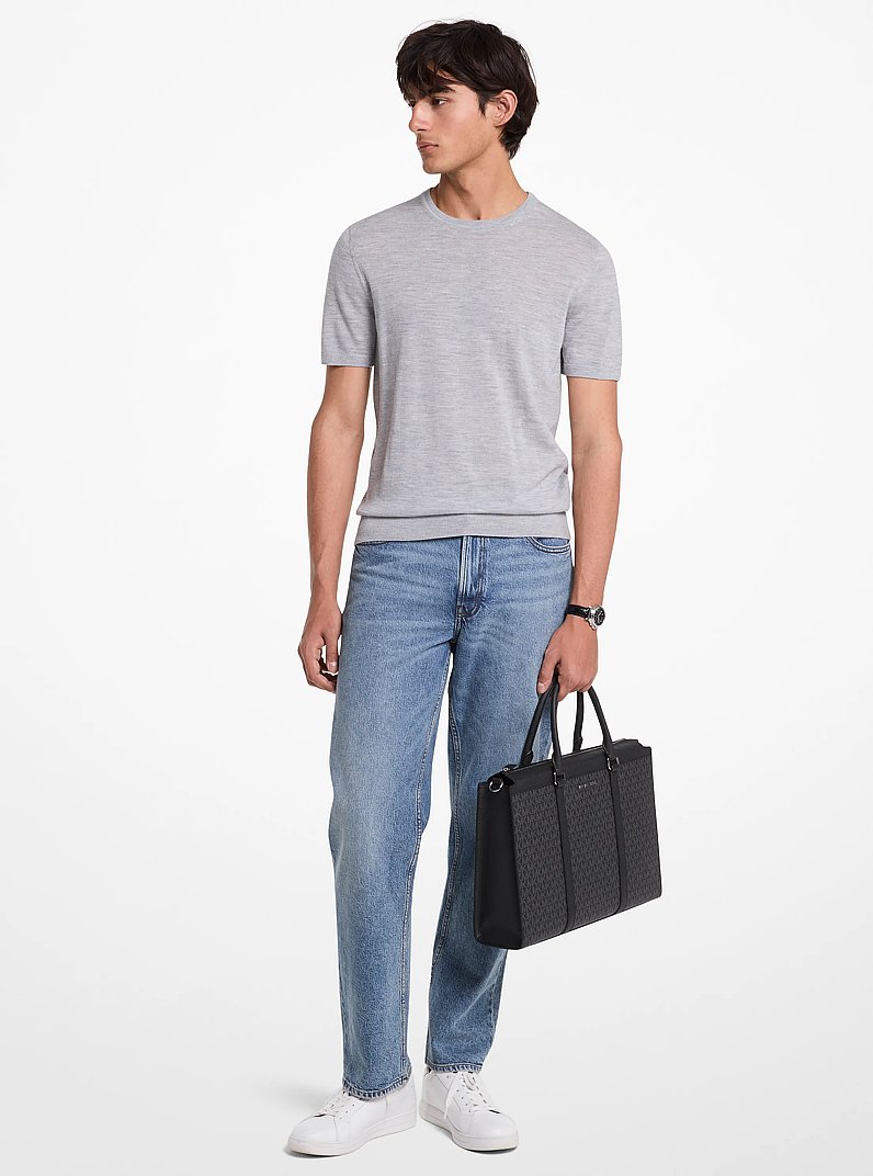 Cooper Signature Logo Briefcase in BLACK | Michael Kors