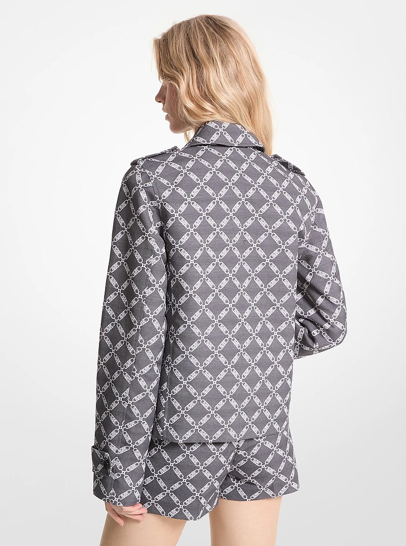 Empire Logo Jacquard Cropped Peacoat in BLACK/WHITE | Michael Kors