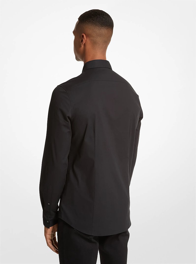 Slim-Fit Stretch-Cotton Shirt in BLACK | Michael Kors