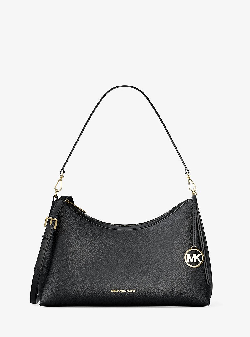 Sammy Medium Pebbled Leather Convertible Shoulder Bag in BLACK | Michael Kors