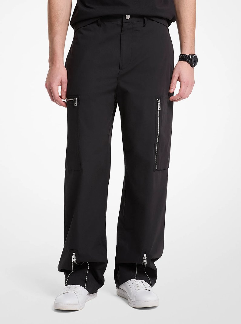 Pantalon cargo en popeline de coton &agrave; fermeture &eacute;clair in NOIR | Michael Kors