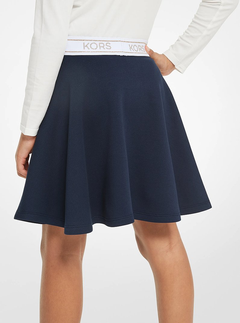 Studded Logo Tape Stretch Jersey Skirt