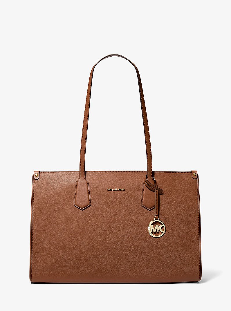 Borsa tote Maple grande in pelle Saffiano in CUOIO | Michael Kors