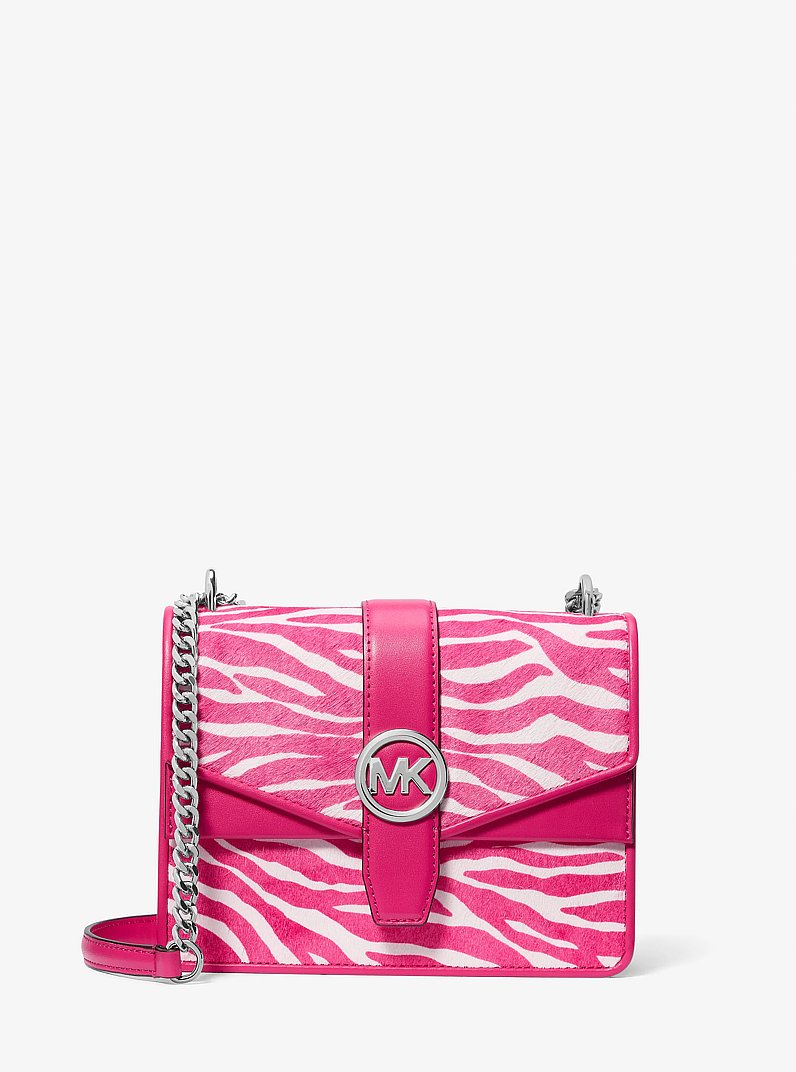 Greenwich Small Zebra Print Calf Hair Crossbody Bag in DRAGONFRUIT | Michael Kors