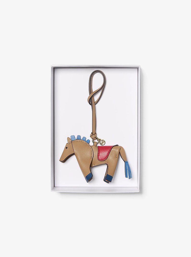 Leather Horse Bag Charm in HUSK | Michael Kors