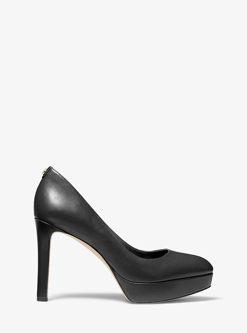 Chantal Leather Platform Pump in BLACK | Michael Kors
