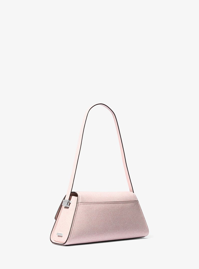 Lunar New Year Ludlow Medium Denim-Printed Leather Shoulder Bag in ROSEWATER | Michael Kors