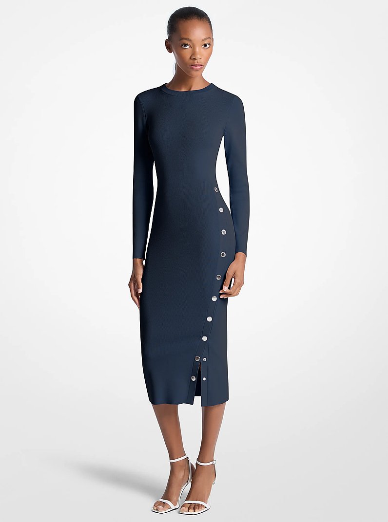Viscose Blend Snap Dress in MIDNIGHTBLUE | Michael Kors
