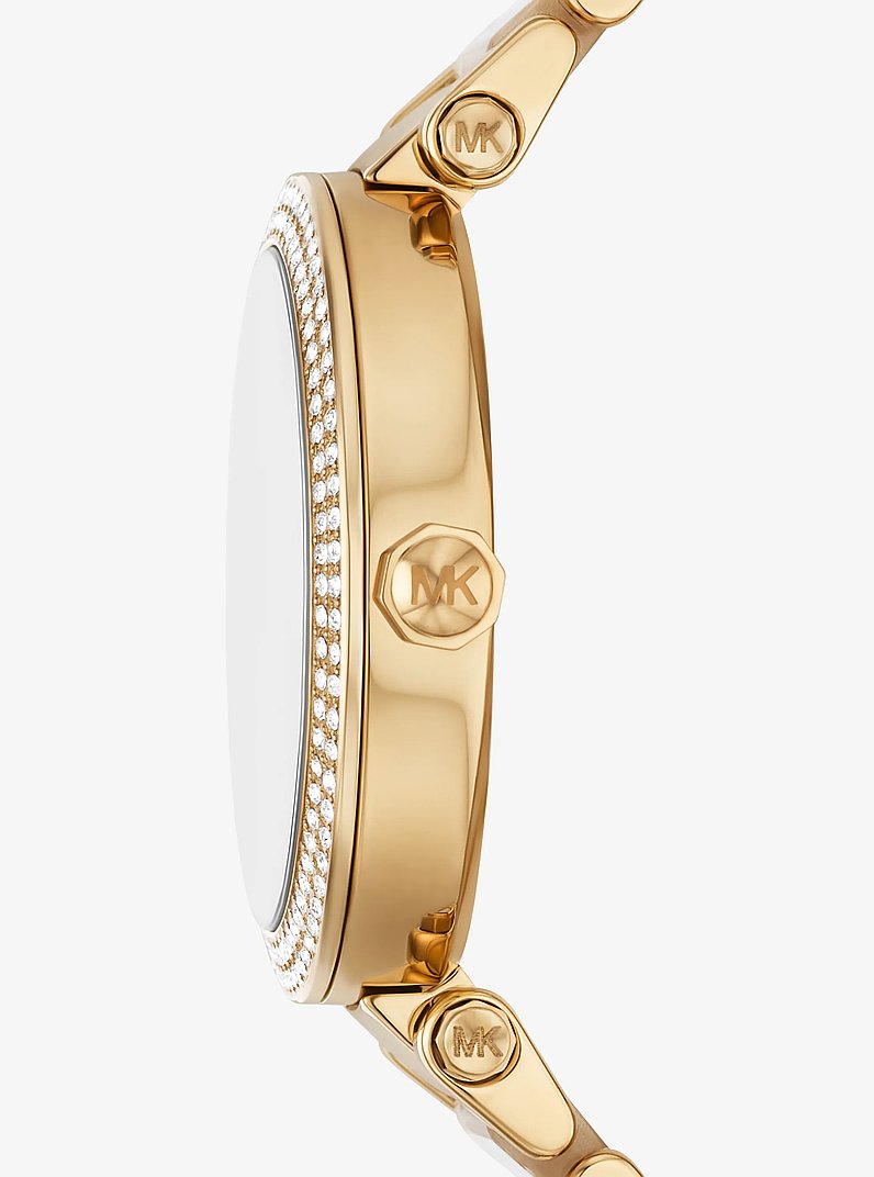 Parker Pav&eacute; Gold-Tone Acetate Watch in CLEAR | Michael Kors