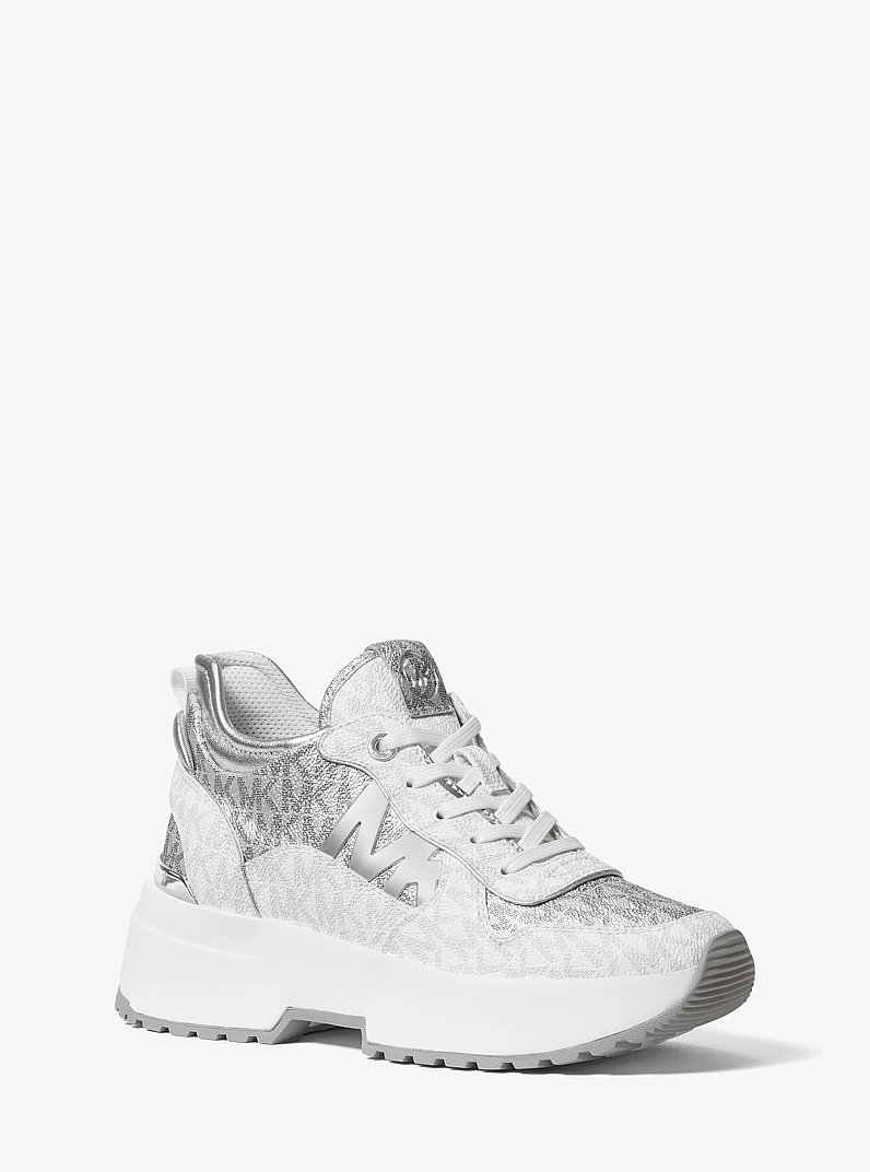 Muse Metallic Logo Trainer in SILVER MULTI | Michael Kors