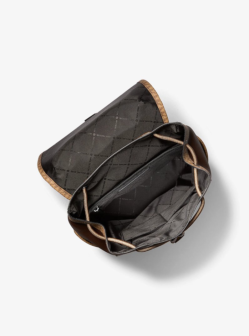 Hudson Leather and Signature Logo Backpack in SHINY ABS | Michael Kors