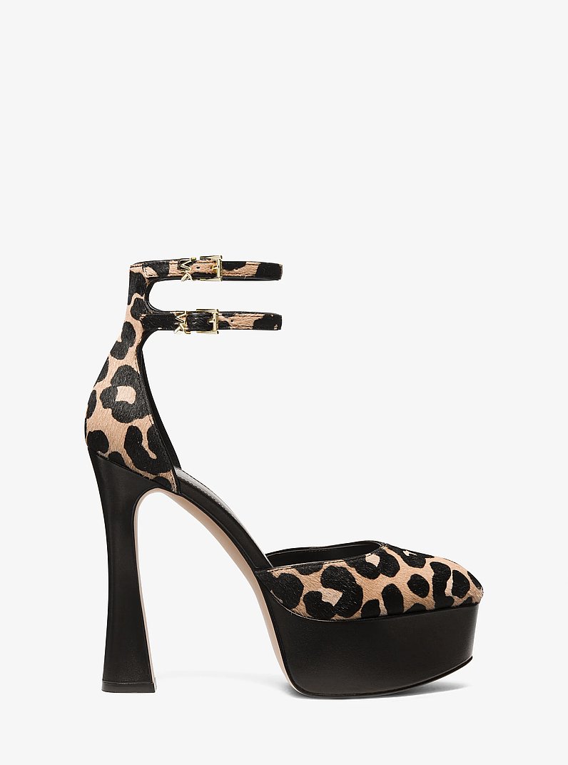 Martina Leopard Print Calf Hair Platform Pump in BLACK COMBO | Michael Kors