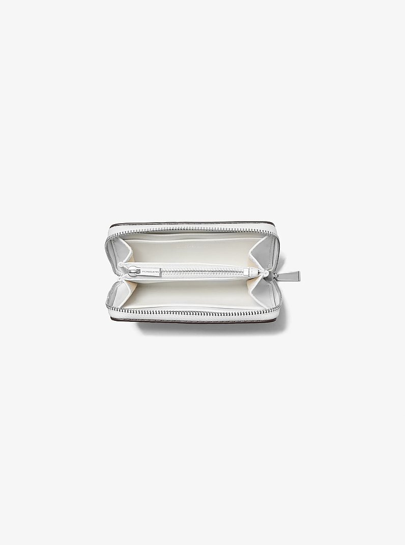Jet Set Small Snake Embossed Leather Wallet in OPTIC WHITE | Michael Kors