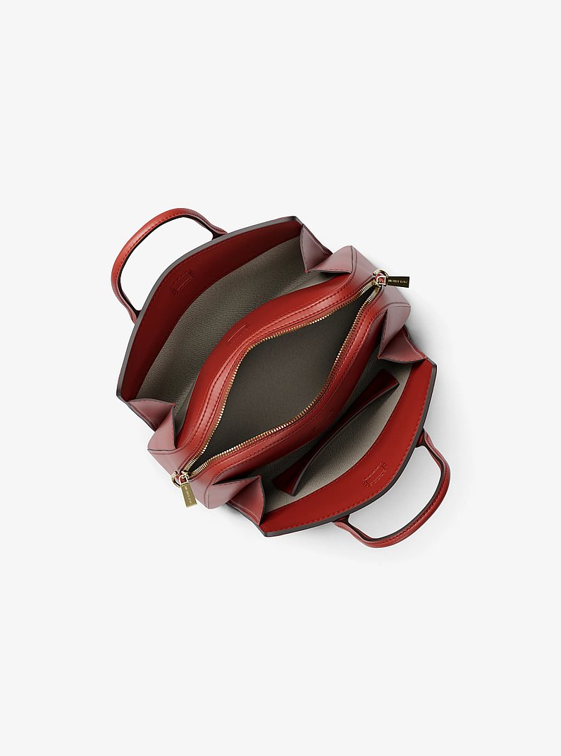 Laila Small Signature Logo Satchel in CRIMSON MULTI | Michael Kors