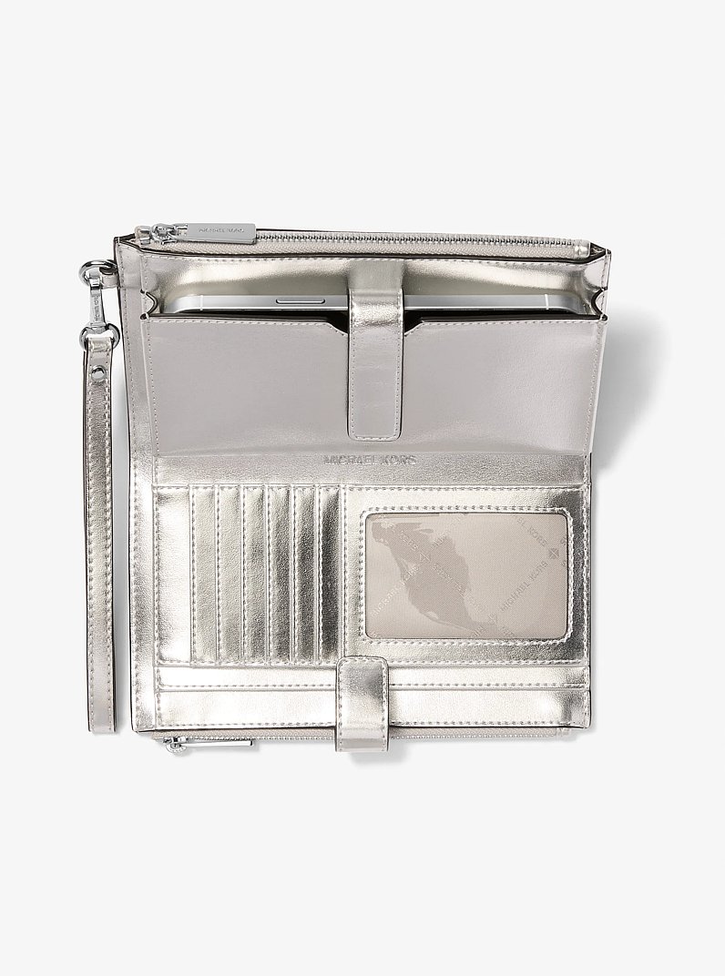 Jet Set Travel Large Embellished Signature Logo Wristlet in BLACK | Michael Kors