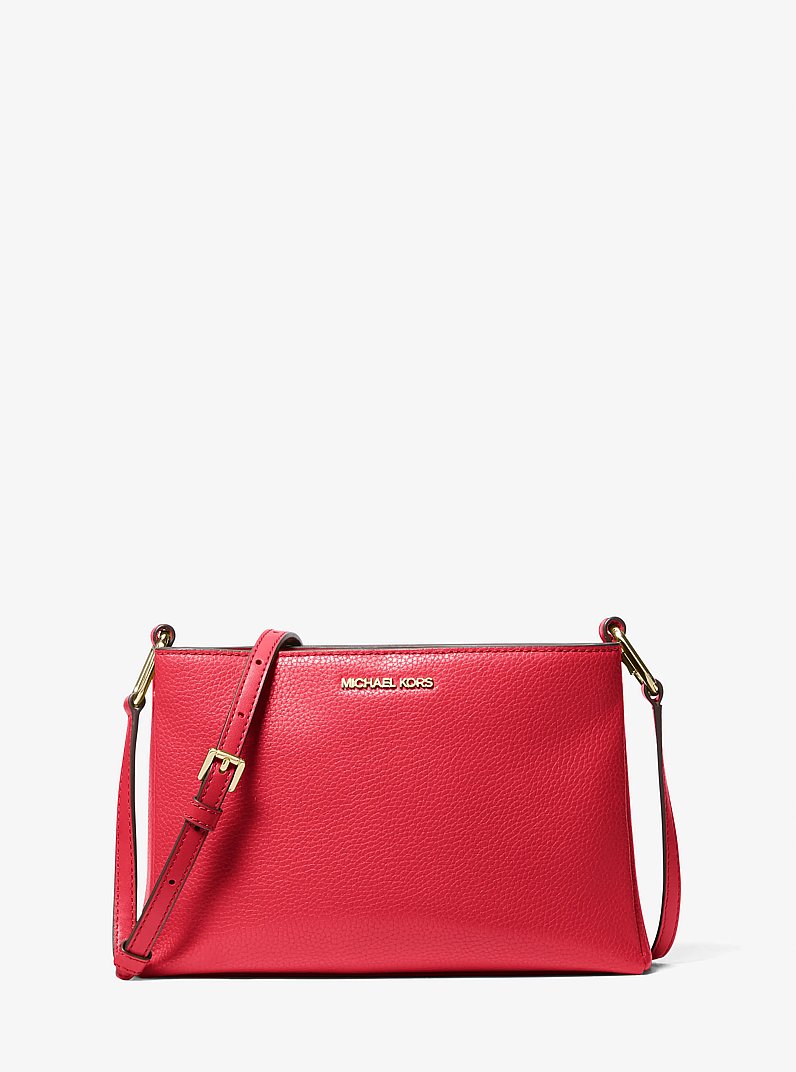 Trisha Medium Pebbled Leather Crossbody Bag in BRIGHT RED | Michael Kors