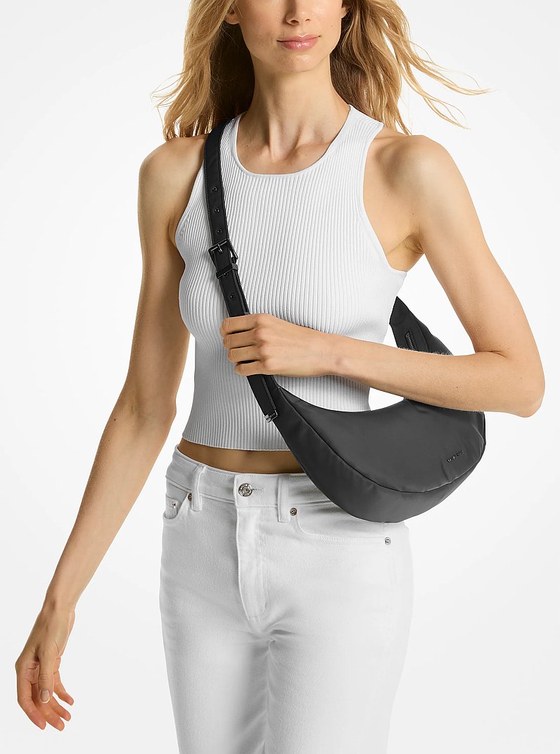 Avra Medium Nylon Crossbody Bag in BLACK | Michael Kors