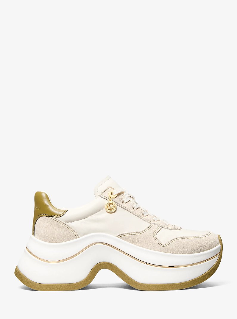 Arla Leather and Suede Trainer in PSTACHIO MLT | Michael Kors