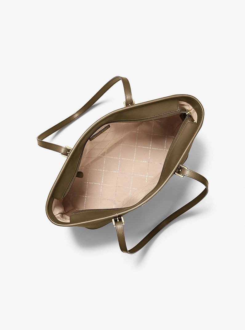 Borsa tote Jet Set in pelle Saffiano con ciondolo in LODEN | Michael Kors