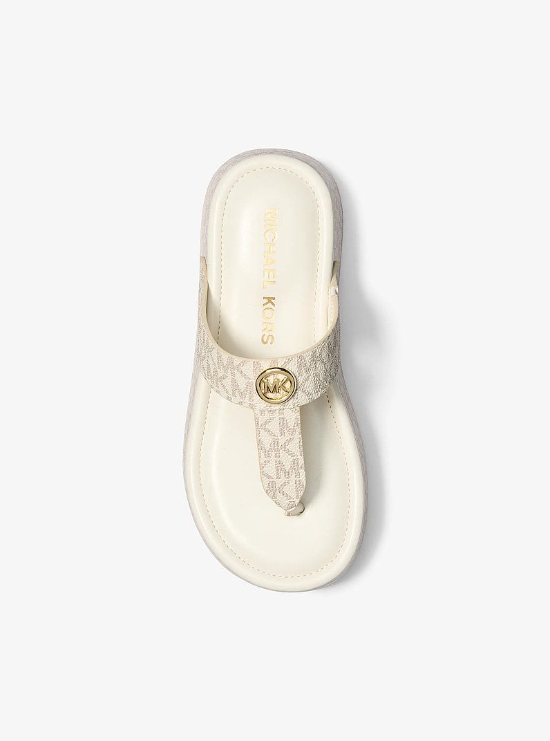Koya Signature Logo Platform Flip Flop in VANILLA | Michael Kors