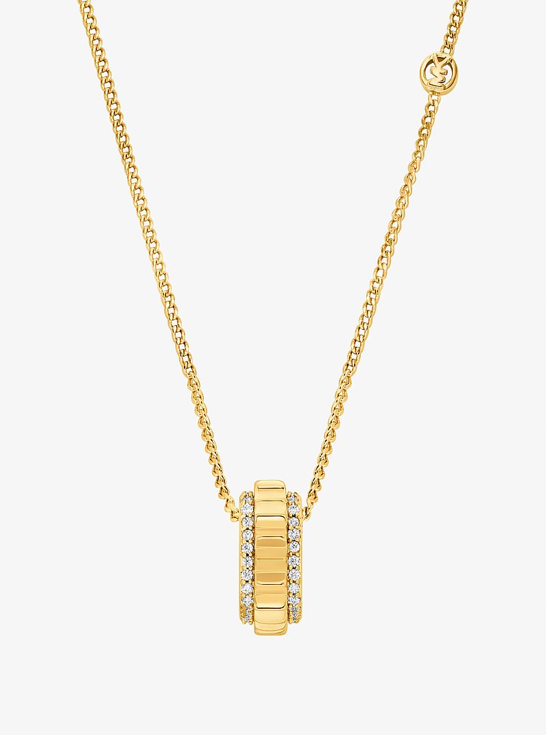 Pav&eacute; Gold-Tone Brass Ring Necklace in GOLD | Michael Kors