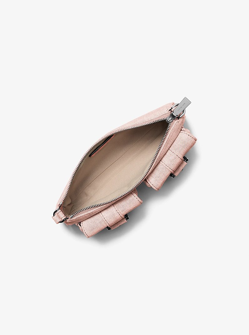 Zoe Small Washed Denim Pochette in ROSEWATER | Michael Kors