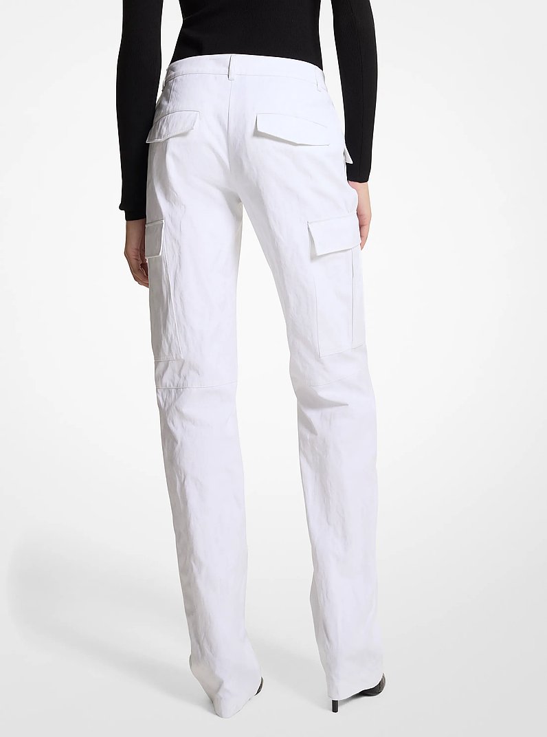 Cargohose aus gecrinkelter Baumwoll-Gabardine in OPTIC WHITE | Michael Kors