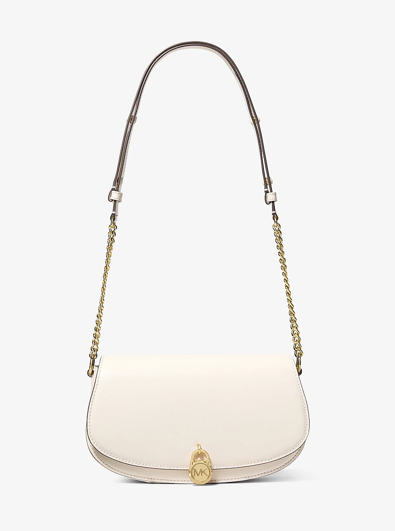 Mila Medium Leather Messenger Bag in LT CREAM | Michael Kors