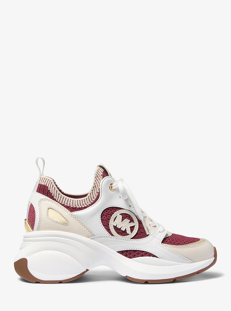 Zuma Color-Block Leather and Knit Trainer in MULBERRY | Michael Kors