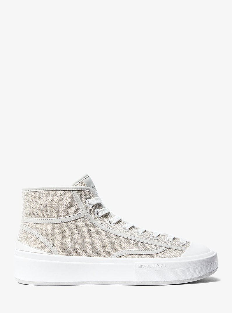 Jude Cotton Blend High-Top Sneaker in SILVER | Michael Kors