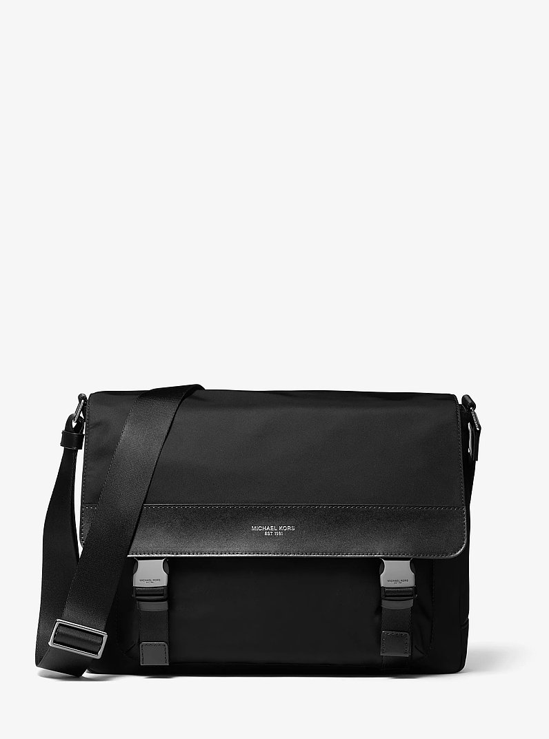 Brooklyn Nylon Gabardine Messenger Bag in BLACK | Michael Kors