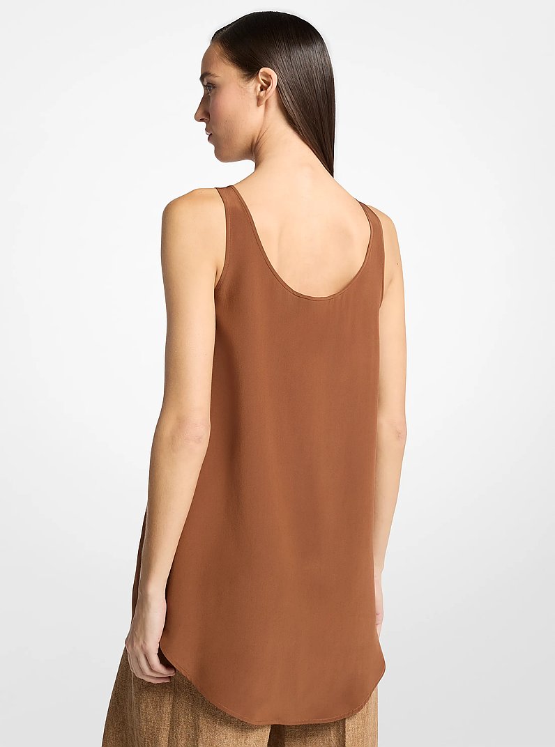 Camiseta sin mangas de crep&eacute; de chin&eacute; de seda in RAMA | Michael Kors
