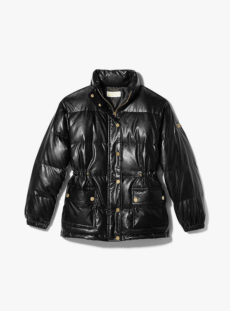 Quilted Coated Puffer Jacket in BLACK | Michael Kors
