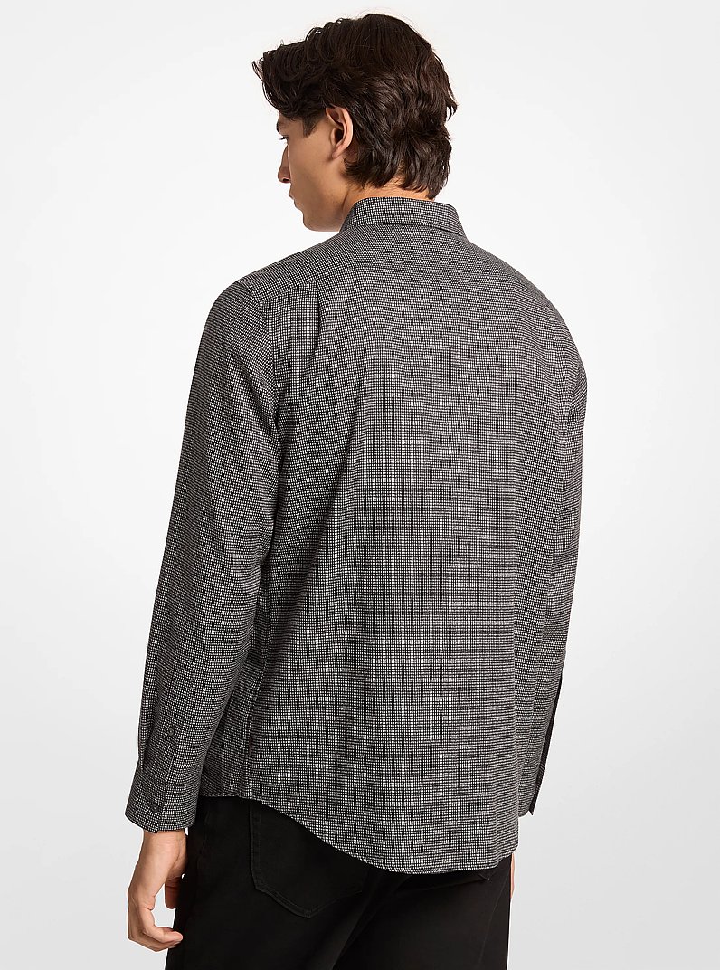 Houndstooth Print Cotton Shirt in BLACK | Michael Kors