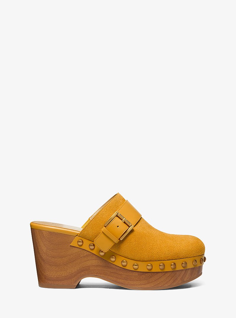 Rye Studded Suede Platform Clog in GOLDEN ROD | Michael Kors