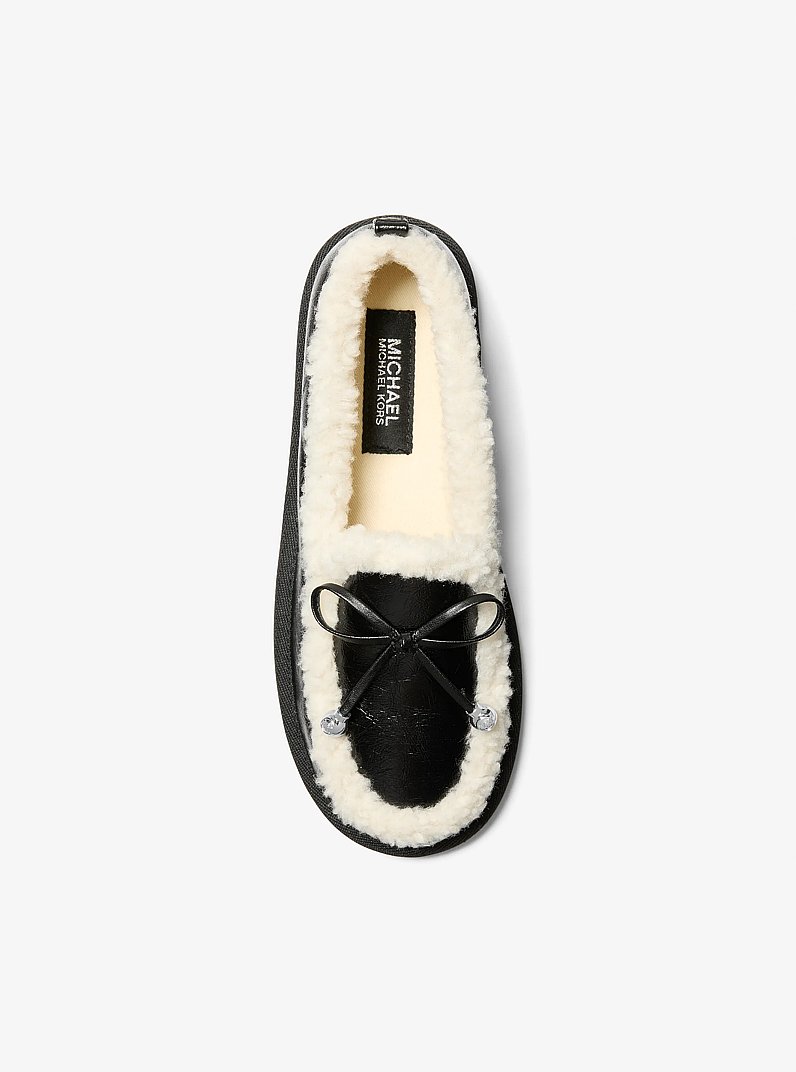 Jo Faux Shearling Trim Moccasin in BLACK | Michael Kors