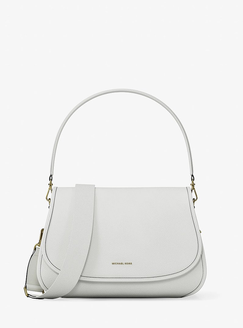 Wandelbare Messenger-Tasche Holmes Medium aus gekrispeltem Leder in EGGSHELL | Michael Kors