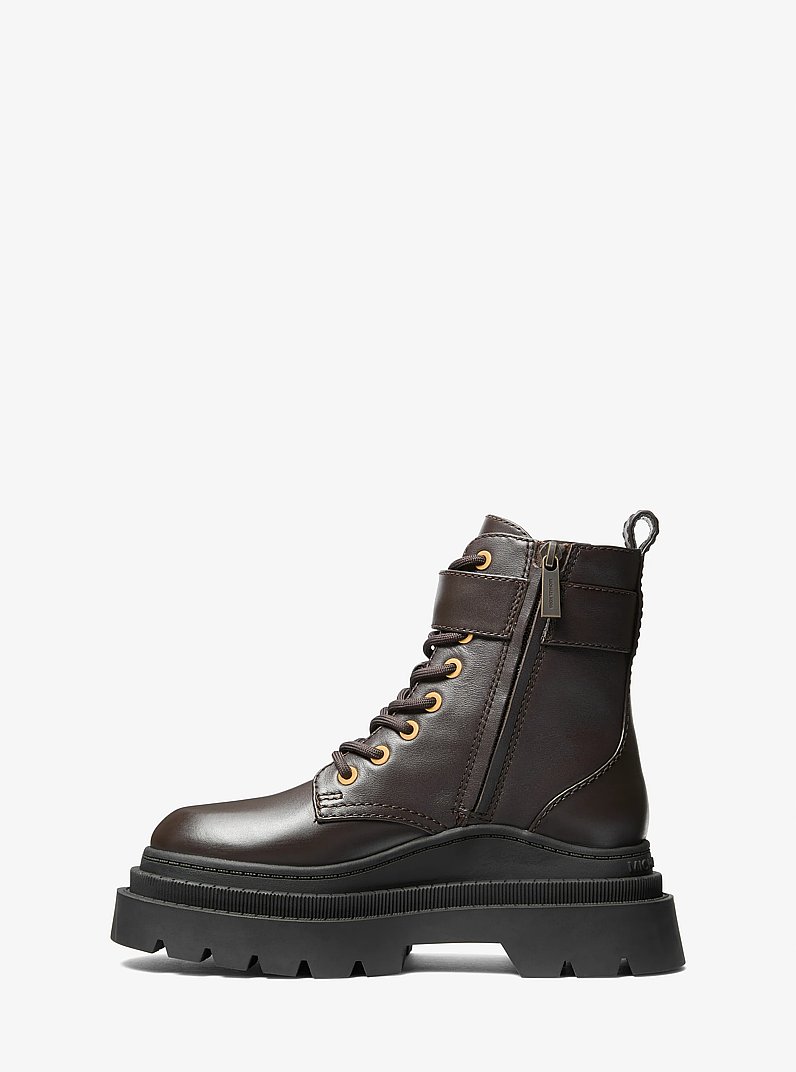 Colby Leather Combat Boot in CHOCOLATE | Michael Kors