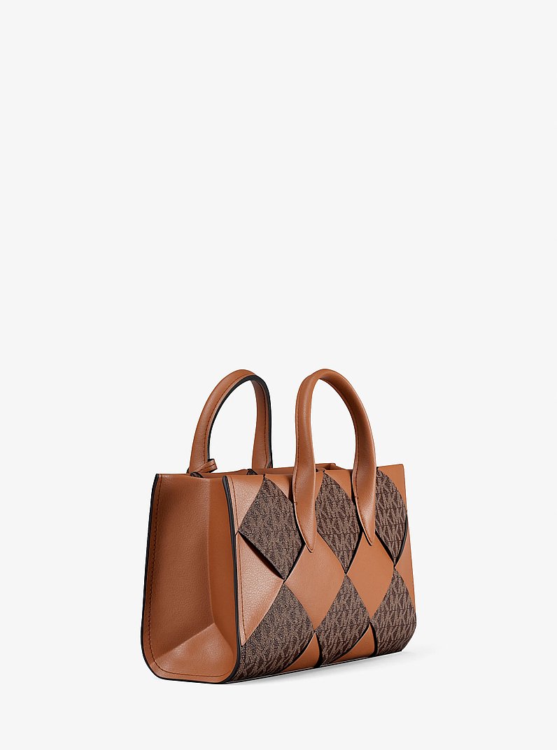 Gewebte Henkeltasche Mirella Small mit Signature-Logomuster in LUGGAGE | Michael Kors