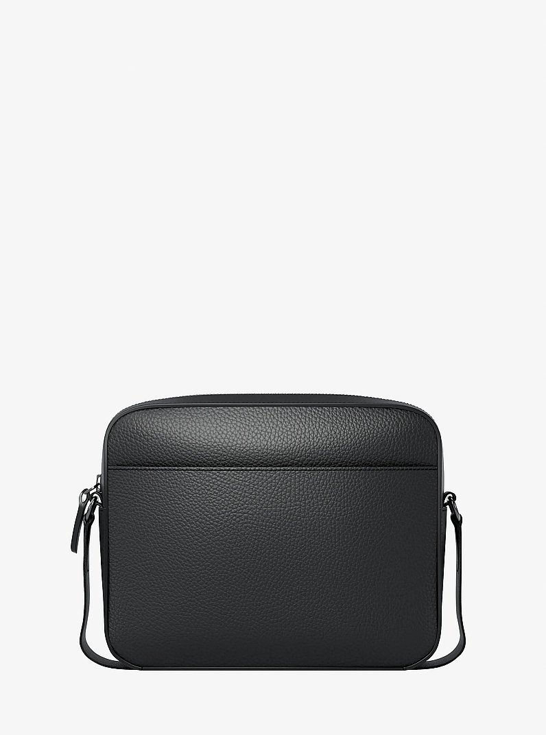 Jet Set Logo Embossed Leather Crossbody Bag in BLACK | Michael Kors
