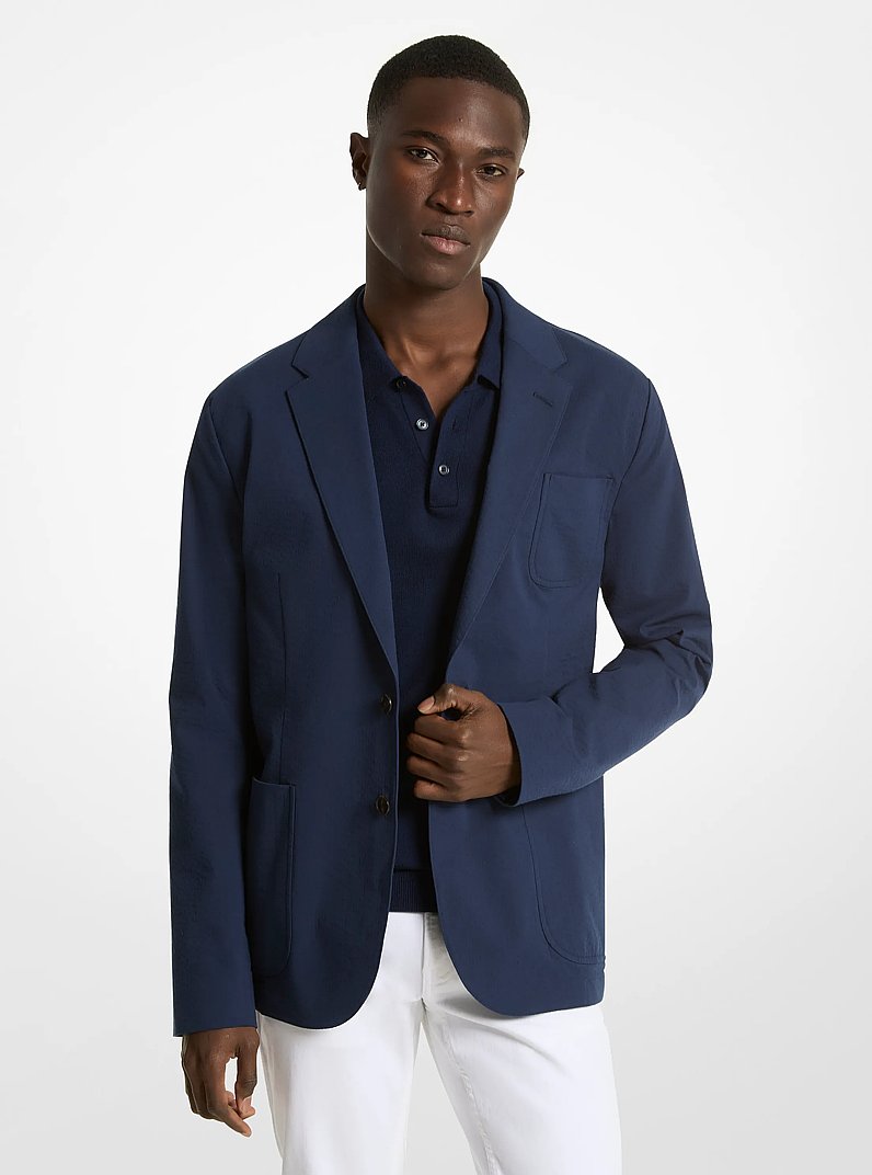 Seersucker Stretch-Cotton Blazer